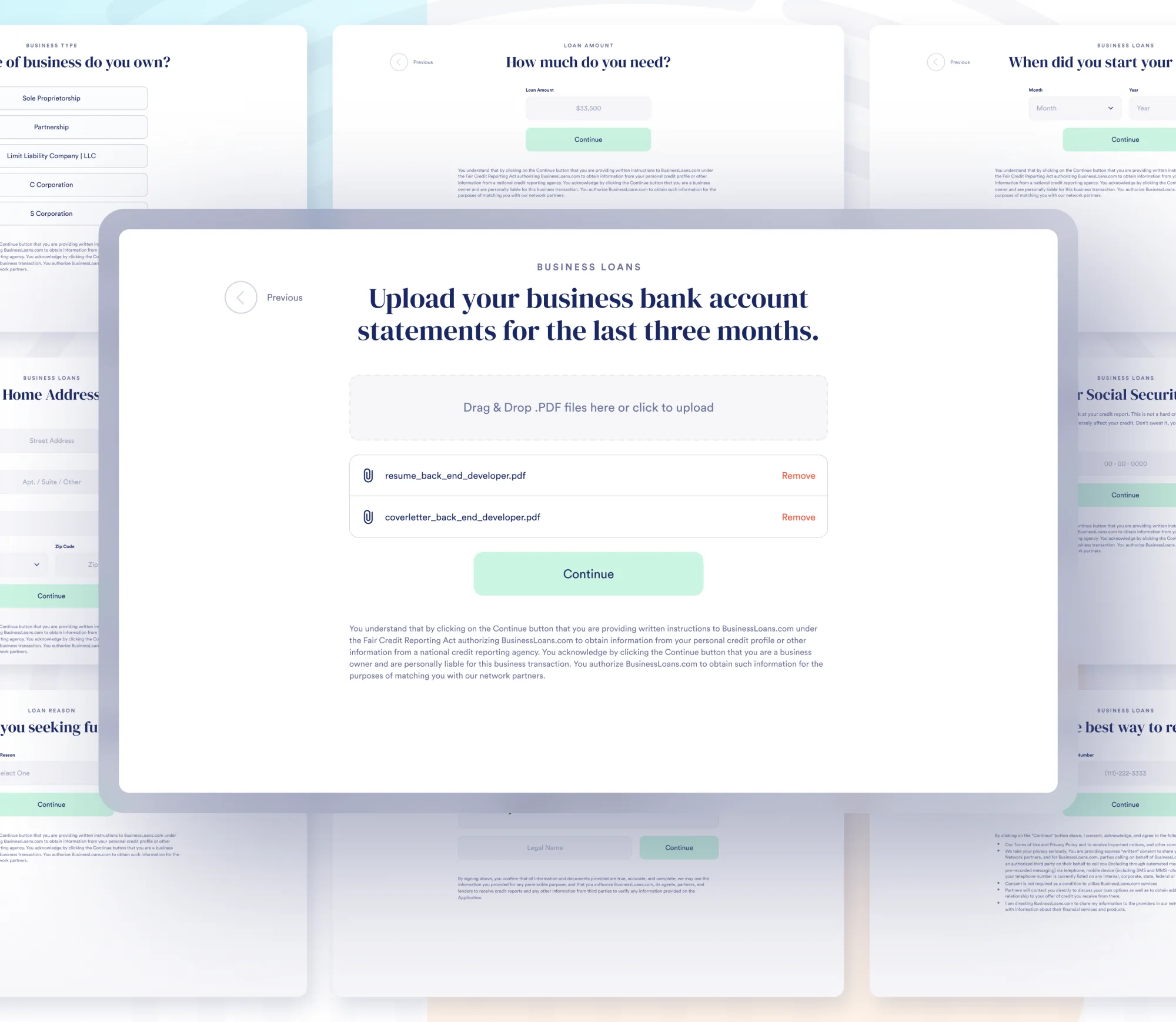 Business Loans Form Experience